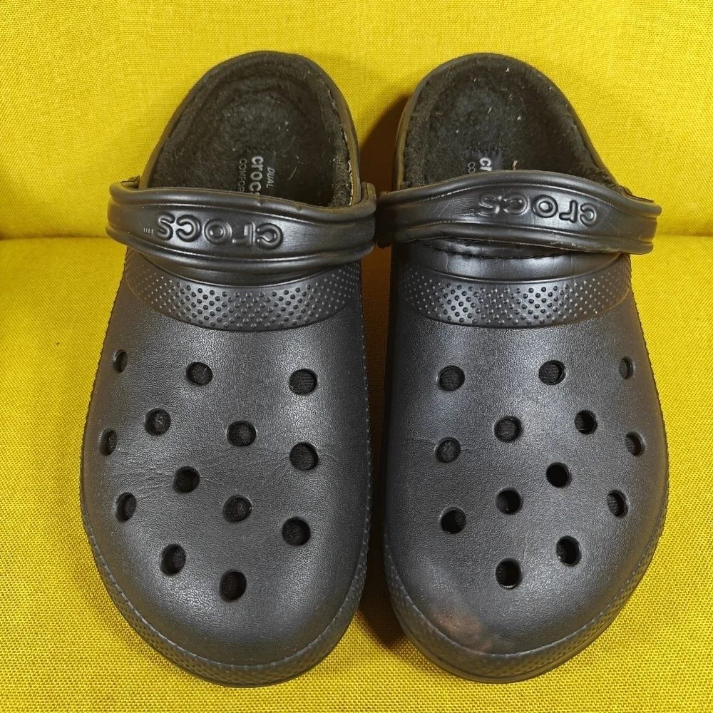 Crocs Classic Lined Clog Slip-On Black Shoes Size Men's 9, Women's 11